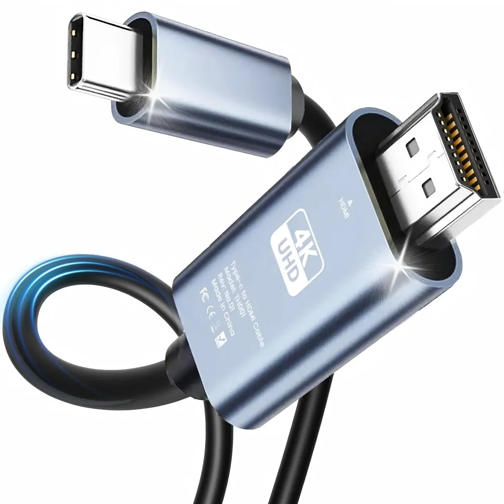 USB C to HDMI Cable 6.6ft 4K@60hz  Type-C to HDMI Cable Ultra High Speed Adapter Cable for MacBook Pixel iPad Dell