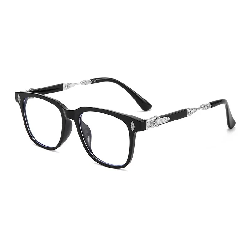 1Pc Square Frame Transparent Lens Glasses, Fashionable Frames for Men and Women, Metal Temples, Suitable for Daily Wear