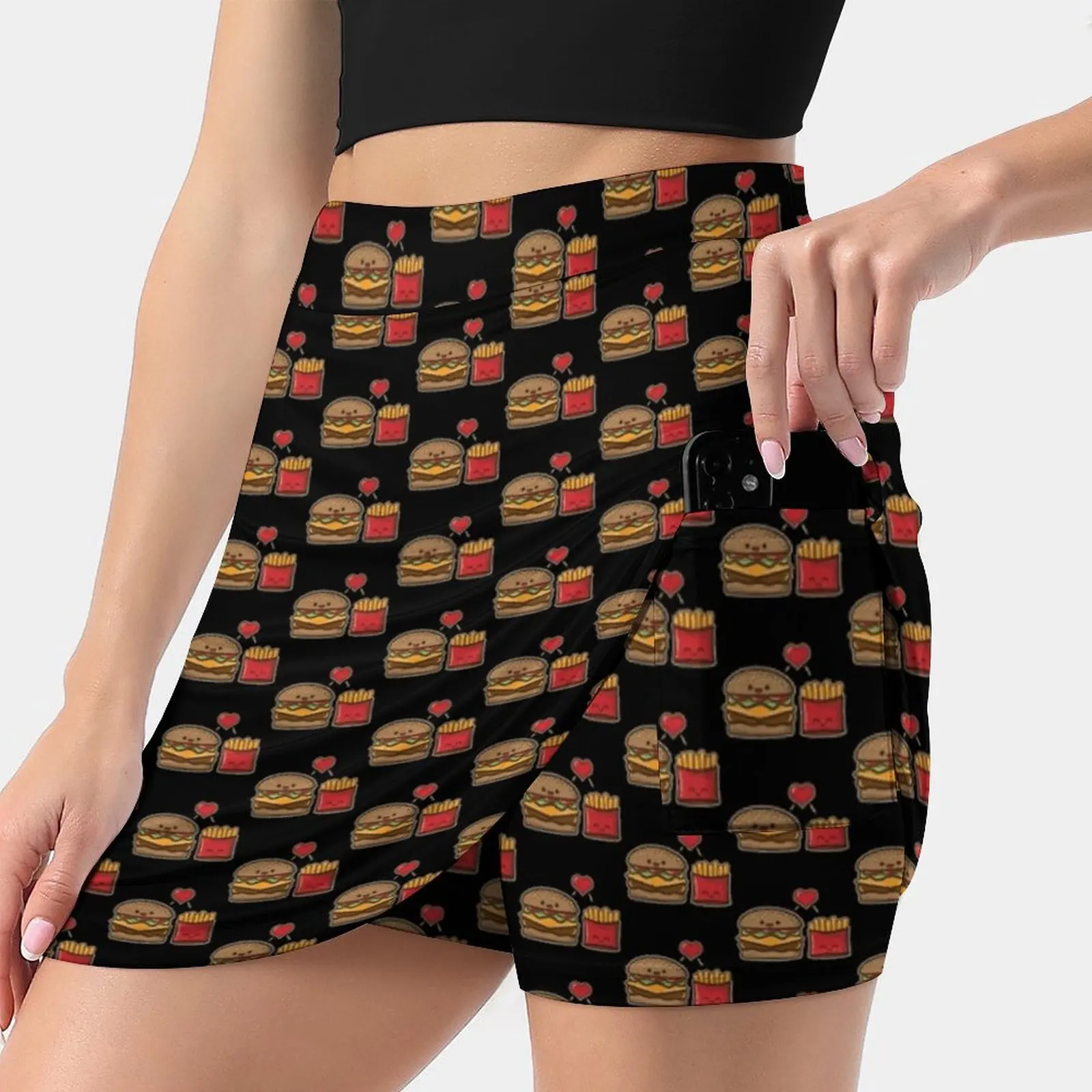 

Burger And Fries Korean Fashion Skirt Summer Skirts For Women Light Proof Trouser Skirt Burger Fries Love Valentine Valentines