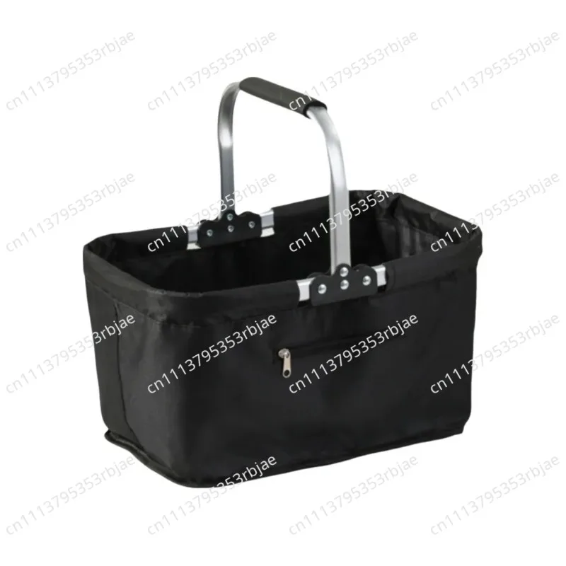 26 L Grocery Shopping Basket Aluminum Frame Oxford Cloth Market Shopping Basket Folding Handheld Grocery Storage Container