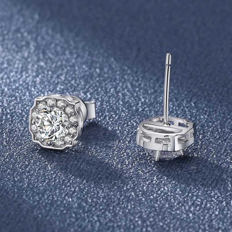 S925 Silver Moissanite Stud Earrings Tide Micro-set Harry Earrings Rhombus Earrings