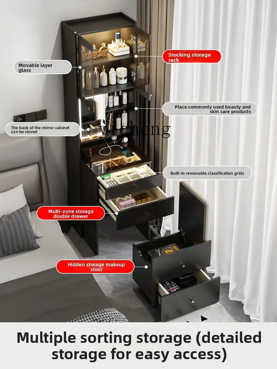 l23 Simple Modern Desk, Dressing Table, Integrated Bedroom, Small Apartment, Dressing Table, Computer Table, Black Advanced 3