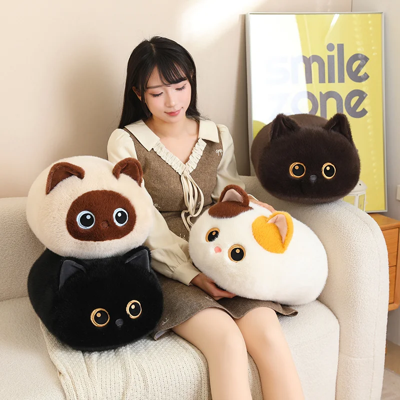 50cm Kawaii Fatty Cat Peluche Toy Lovely Big Eyes Kitten Dolls Stuffed Siamese Cat Ragdoll Cat Pillow Adorable Birthday Gifts