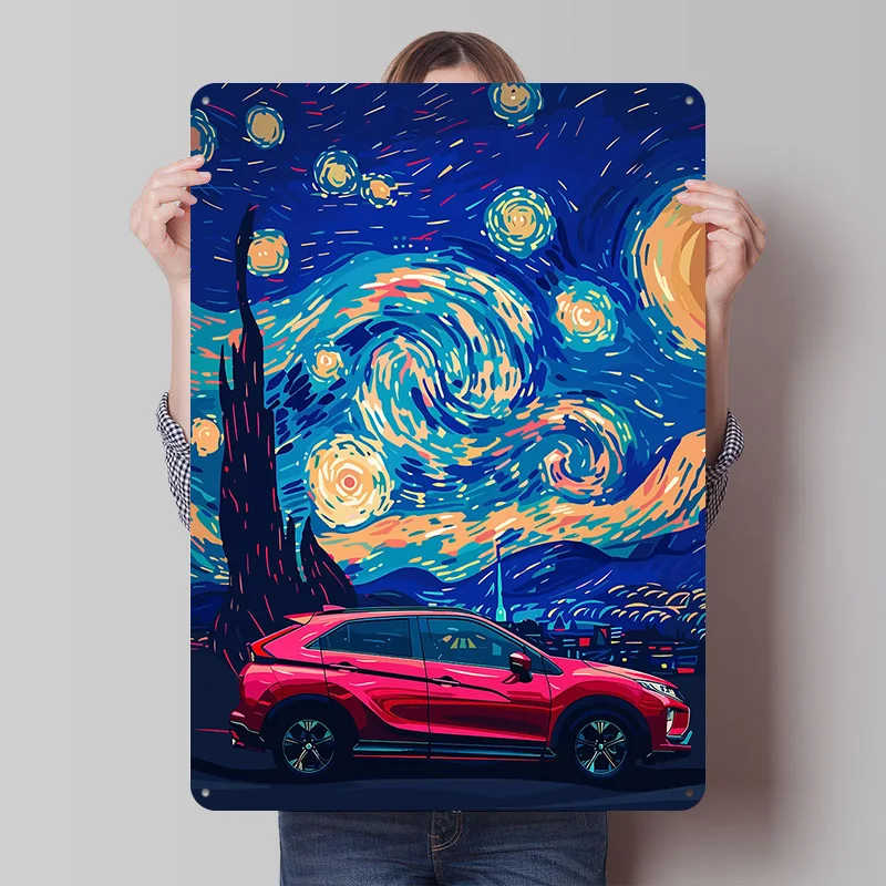 Sternennacht Auto-Poster Individuell Bedruckte Wandkunst Retro Vintage Metallschilder für Garage Männerhöhle Dekoration Gaming Wand Deko