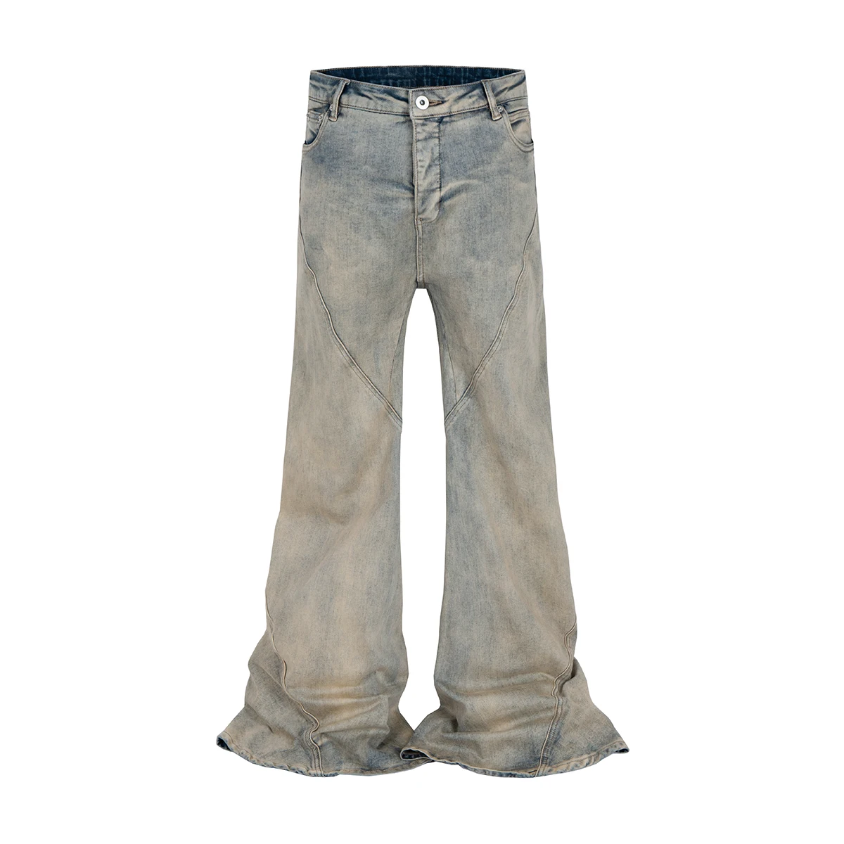 

High Street Mud Dye Washed Baggy Flare Pants for Men and Women Straight Casual Loose Denim Trousers Ropa Hombre Boot Cut