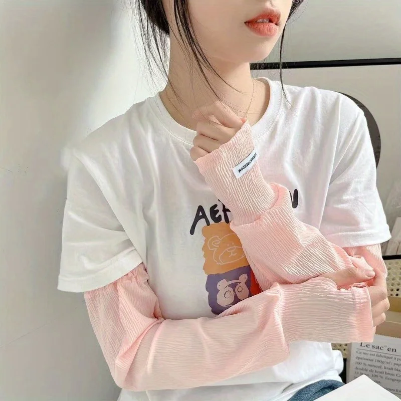 قفازات حماية من الشمس من الحرير الجليدي المختارة بعناية، فضفاضة كبيرة الحجم للقيادة للحماية من الأشعة فوق البنفسجية، قفازات صيفية بأكمام ثلجية