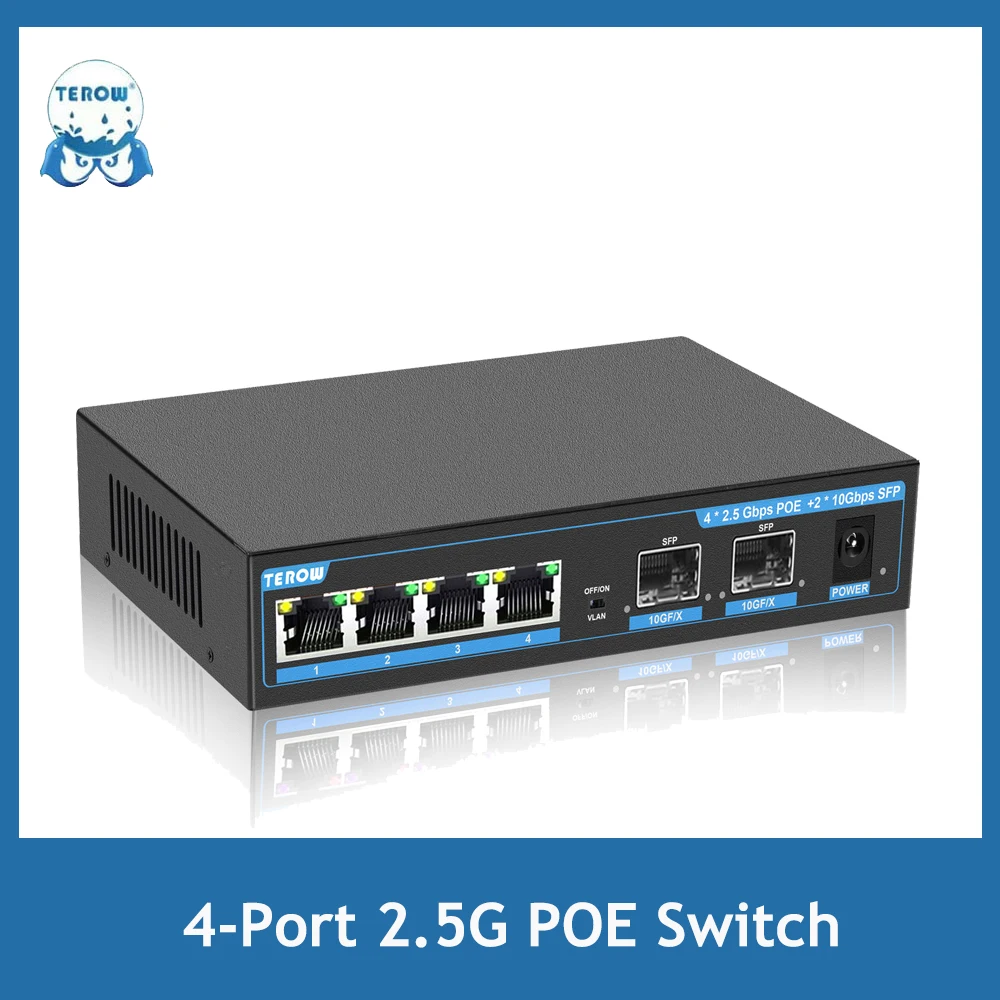 Terow 2.5G POE Switch 6 Ports 2.5gbe Network Switch 10G SFP Gigabit Ethernet Switch 2.5Gbps with Vlan for Wifi Router