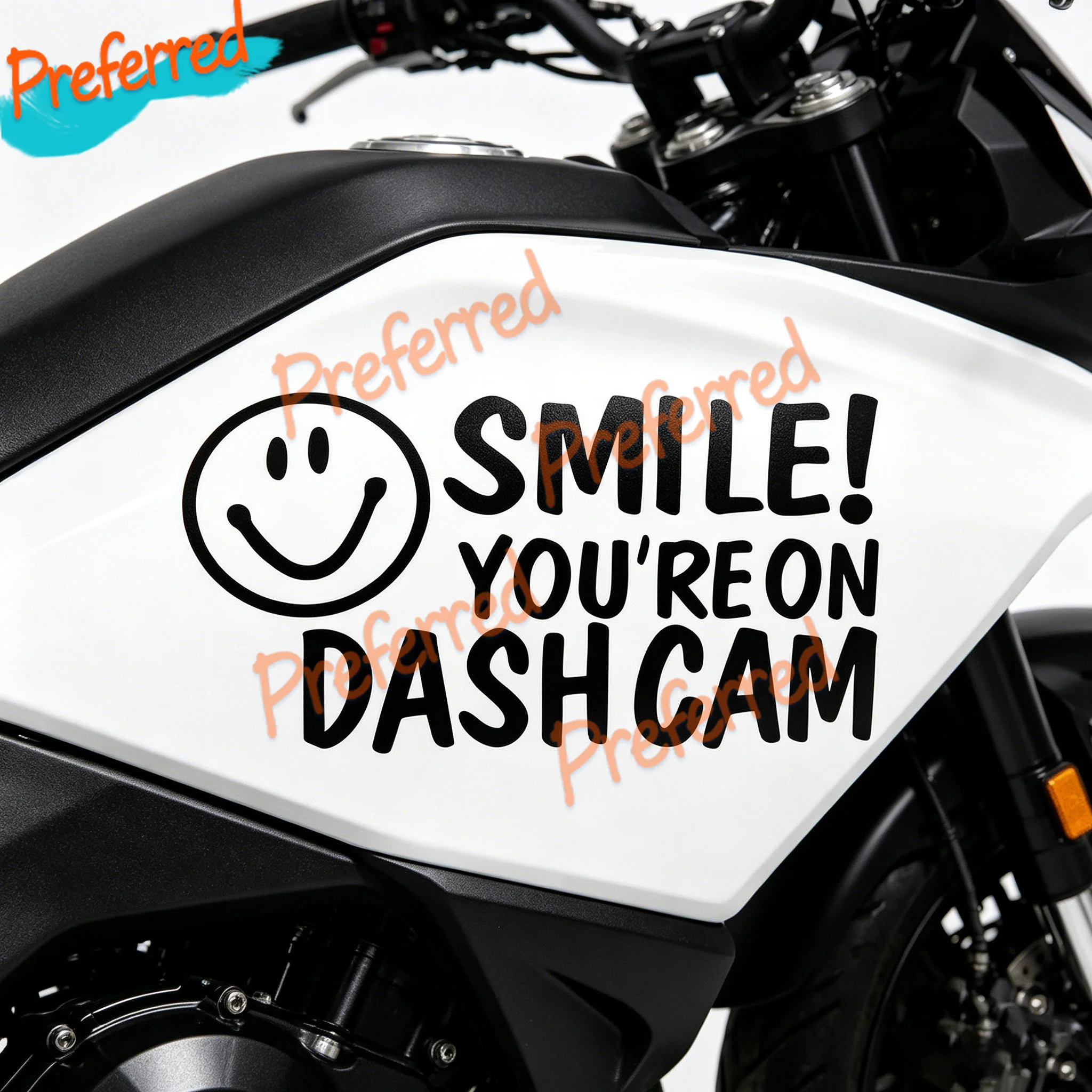 1x SMILE YOU'RE ON DASH CAM VINYL STICKER Car Sticker Bumper Novelty Sign Customizable in Any Sticker Size -No Background