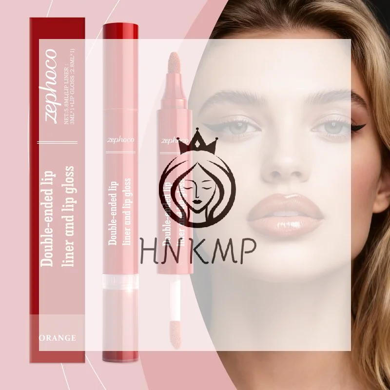 Double Headed Liquid Lip Gloss Pen Ultra Pigmented Lip Oil Liner Comfortable All Day Wear