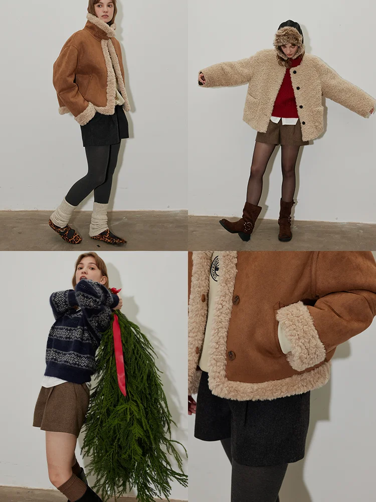 

Lofi Choose High Waist Woolen Bla Wide Leg ort Pants Women's Loose Fit Casual Trousers Sli Versatile Winter New Arrival