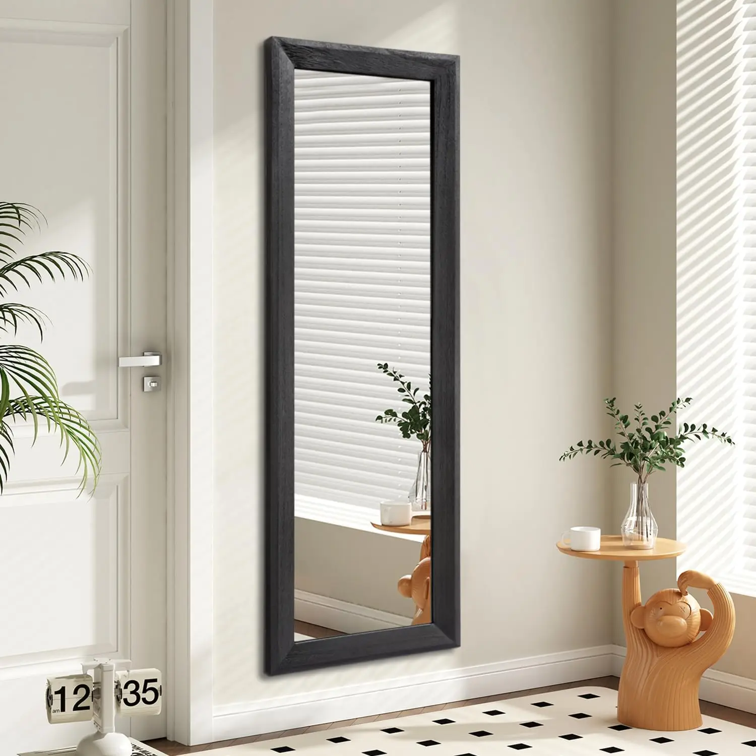 

Full Length Mirror with Wood Framed Modern Large Wall Mirrors 43"x14" Rectangle for Bedroom Living Room Bathroom Dressing Room E