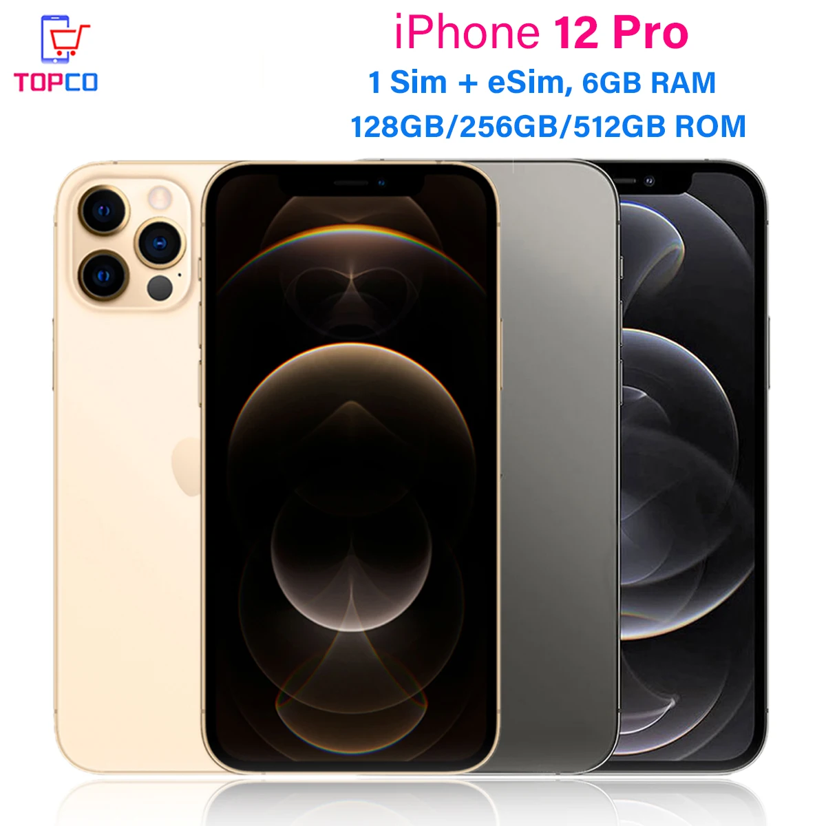 هاتف iPhone 12 Pro 12Pro A2341 128GB 256GB 512GB ROM 6GB RAM 6.1 "Super Retina OLED A14 IOS Face ID eSim NFC هاتف محمول أصلي