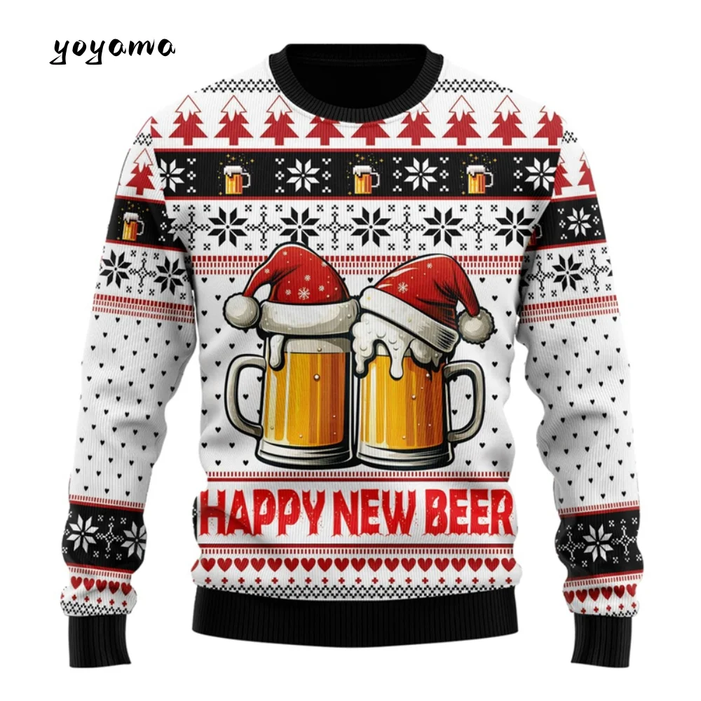 موضة البيرة القبيح عيد الميلاد بلوزات للنساء ملابس الهيب هوب بار حفلة الرجال بلوزات بلوفرات غير رسمية البيرة Y2k الملابس