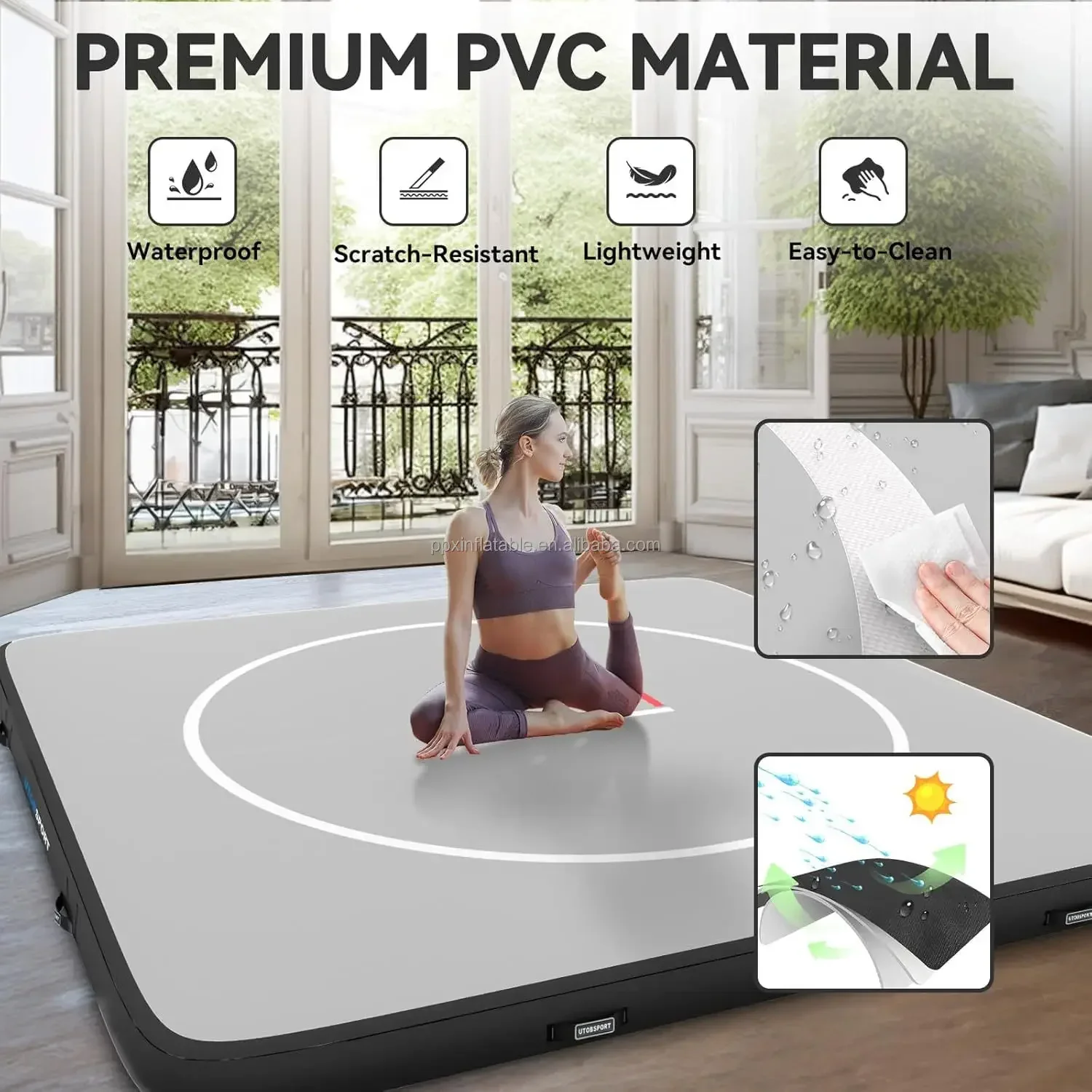 Newly Upgraded Inflatable Wrestling Mat Jiu Jitsu Mat PVC Landing Training Mat Foldable Home Gym BJJ MMA Boxing Grab And Judo