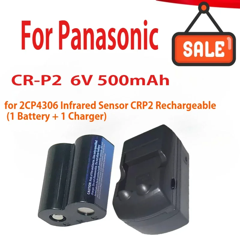 For Panasonic CR-P2 Lithium Battery 6V 500mAh and 2CP4306 Infrared Sensor CRP2 Rechargeable with Charger