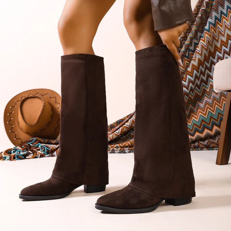 

Осень-зима, винтажные женские высокие сапоги на толстом каблуке, элегантные туфли с острым носком, женские удобные длинные ботильоны без шнуровки