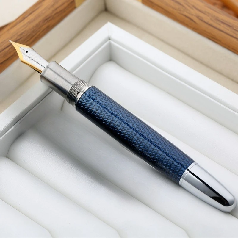 MAJOHN P136 Twilight Blue Resin Fountain Pen Stainless Steel Grip EF / F Flex Nib ES ER  Business Office School Writing Pen