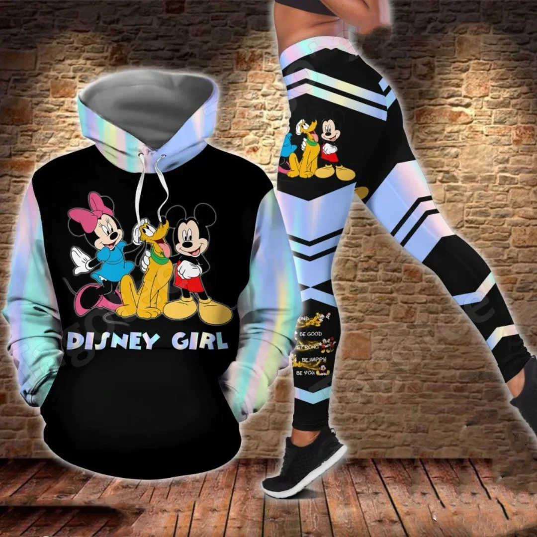 Free Custom Name Mickey Mouse Hoodie And Leggings Suit women\'s Diseny Minnie Hoodie Yoga Pants Sweatpants Fashion Tracksuit Set