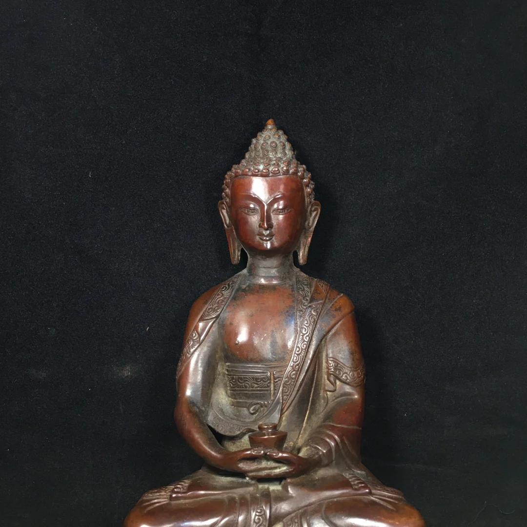 29cm Tibetan Old Red Bronze Buddha Articles Green Tara Guanyin Bodhisattva Statue Decoration Home Buddha Hall Articles