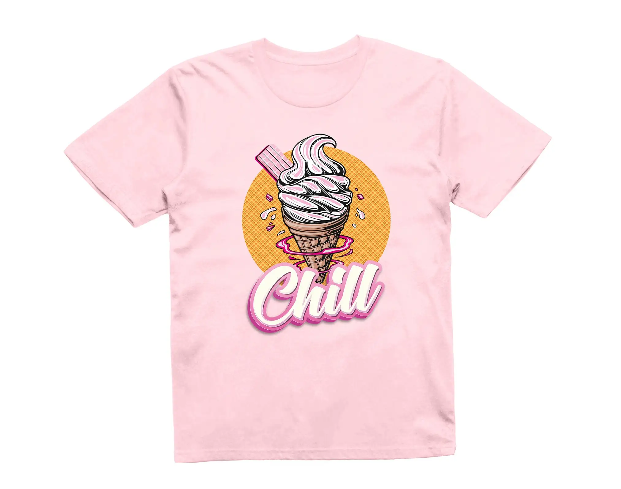 Kids Pink Chill Ice Cream Summer Holiday Beach Vacation T Shirt Cool