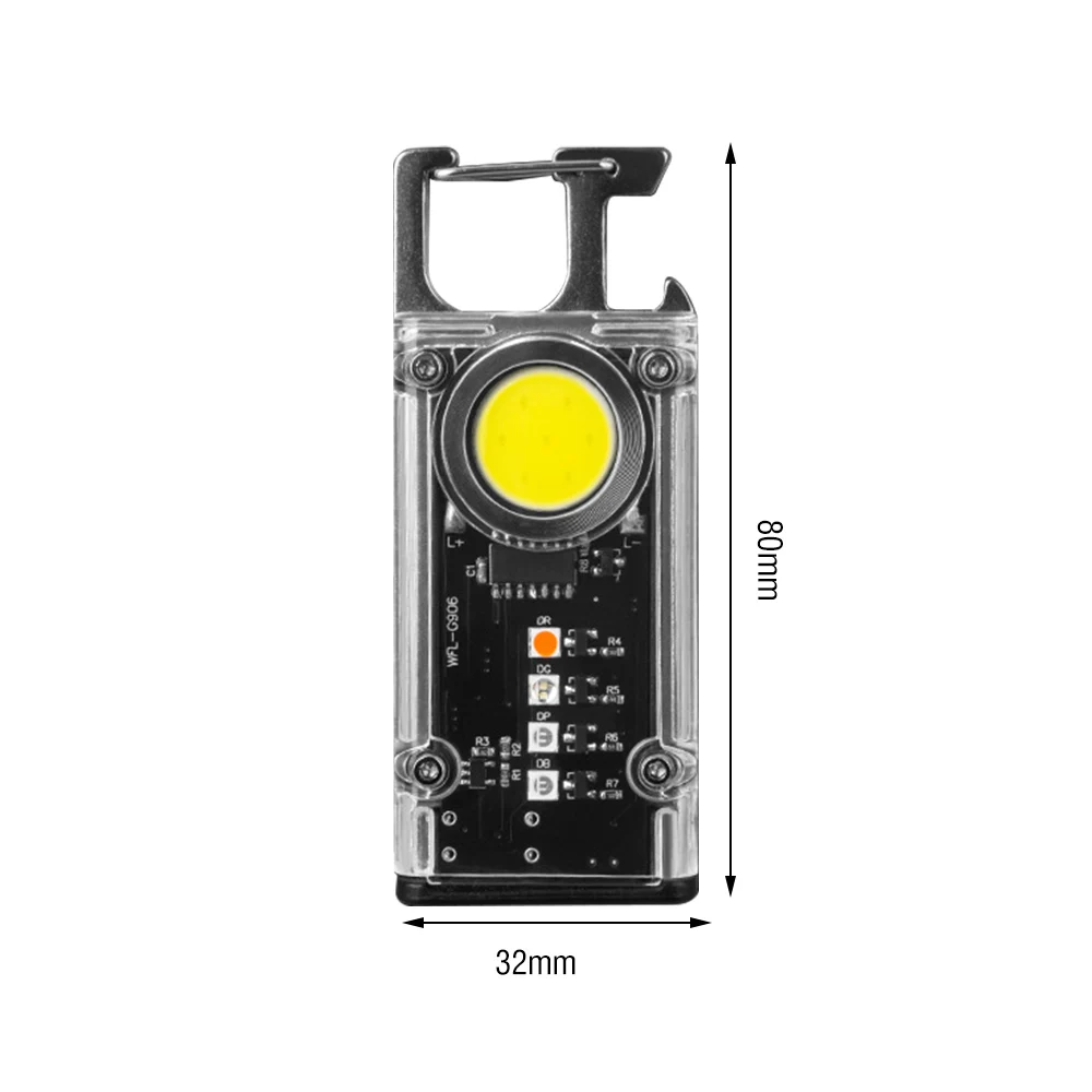 New Multifunction COB Keychain Light Mini Flashlight Portable Torch Outdoor Rechargeable Mini Keychain Lamp for Camping Hiking