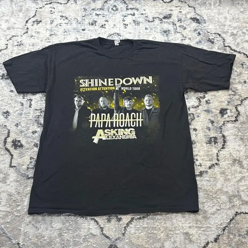 Shinedown Attention World Tour T Shirt 2019 Papa Roach Asking Alexandria
