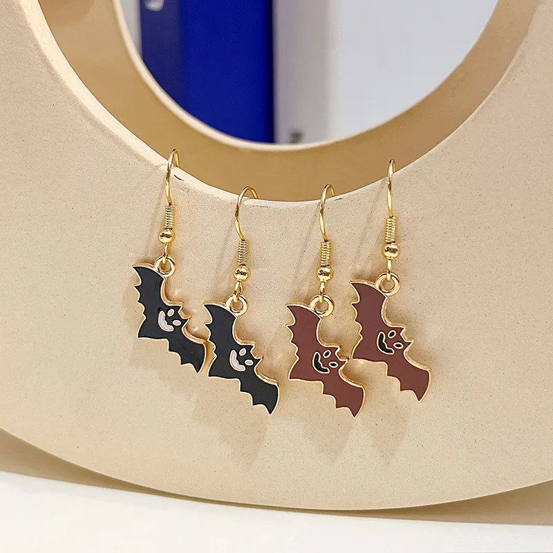 Cute Cartoon Witch Mummy Enamel Pendant Earrings Fashion Bat Ghost Dangle Ear Jewelry Halloween Party Gifts For Women Girls