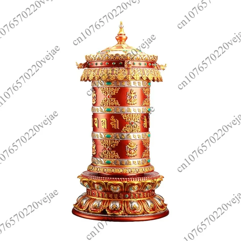 Electric Prayer Wheel Tibet Beads French Building Large Free Plug-in Prayer Wheel Eight Auspicious Symbols Ornaments