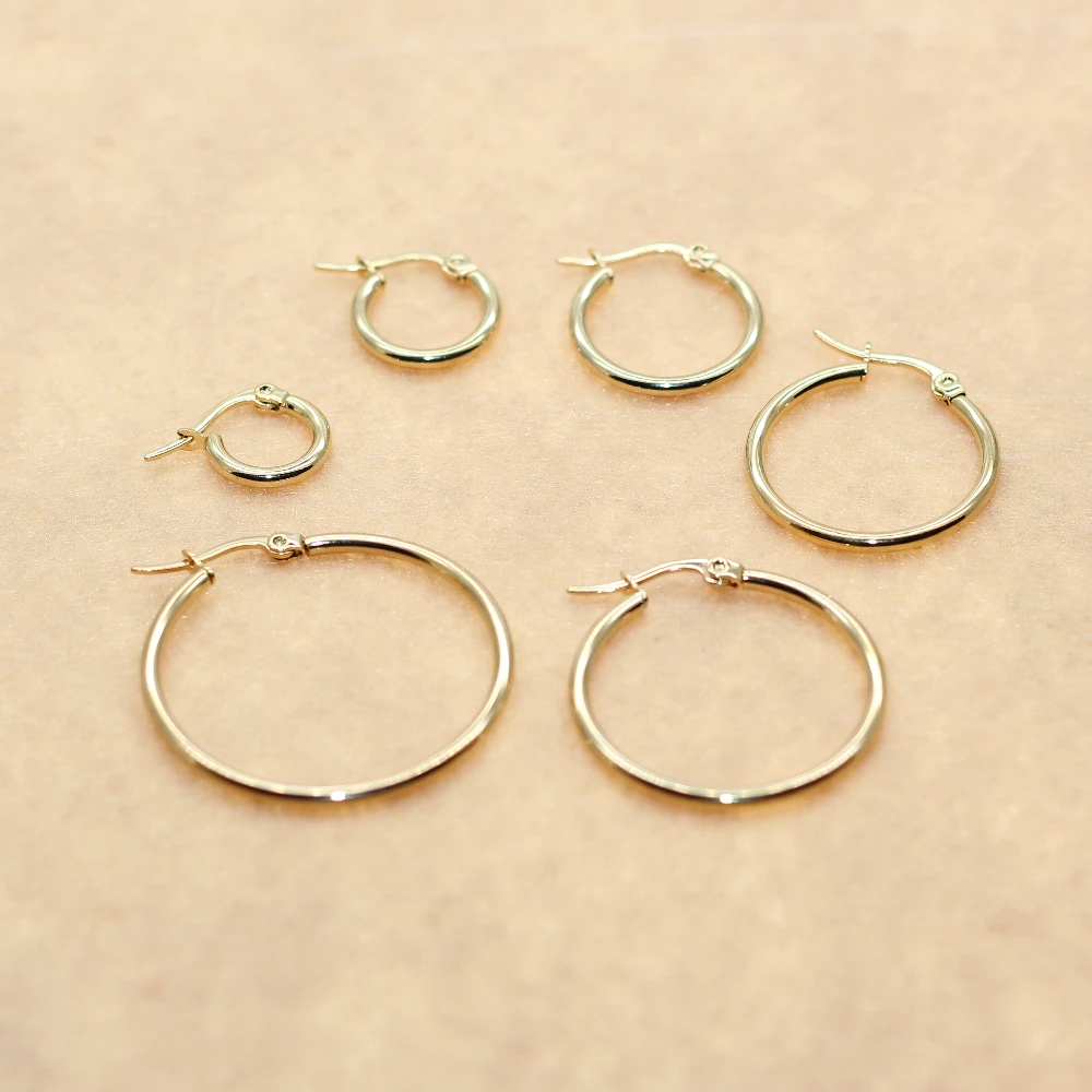 All Size From 12mm To 70mm Gold-color Hoop Earrings 316 Stainless Steel Material Vacuum Plating No Fade Allergy Free