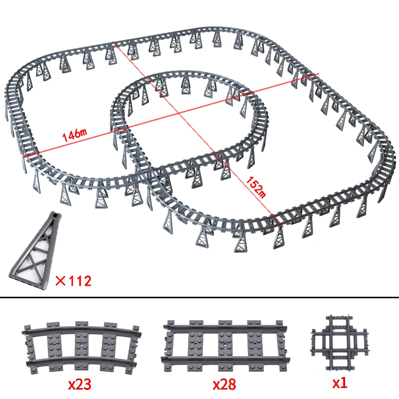 City Trains Bridge interruttore flessibile binari ferroviari binari Crossing di livello manuale Forked Straight Curved Building Block mattoni