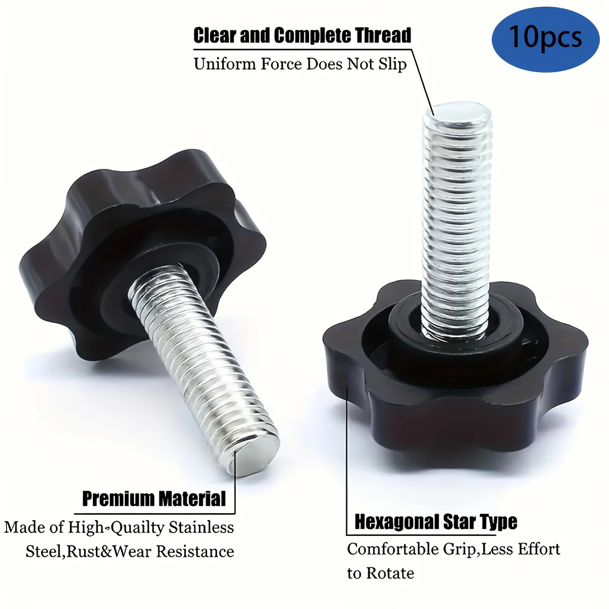 10pcs diameter 38mm Torx-shaped hexagonal handle star-shaped knob screw, Torx handle screw, hand-tightening screw.