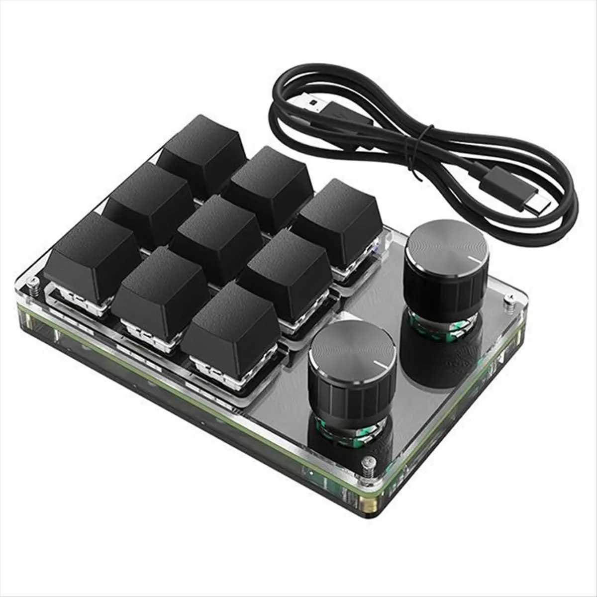 AA80 One Handed Keyboard Programmable Mechanical Gaming Keyboard 9 Keys RGB Macro Keyboard with Dual Knobs