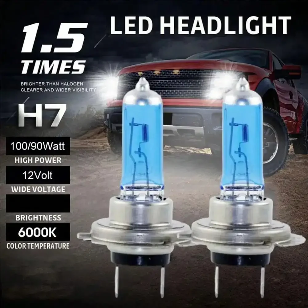 ​​2/4/6PCS H7 100W 12V 55W Super Bright White Fog Lights - Halogen Bulb High Power Car Headlights Parking Lamp​​