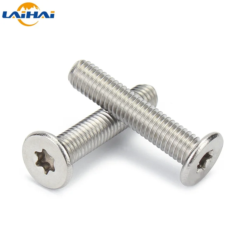 Perno de tornillo de cabeza de oblea plana ultrafina, chapado en acero inoxidable 304 Zinc negro, M2, M2.5, M3, M4, M5, M6 CM, Torx, seis lóbulo, 10, 20, 50 piezas