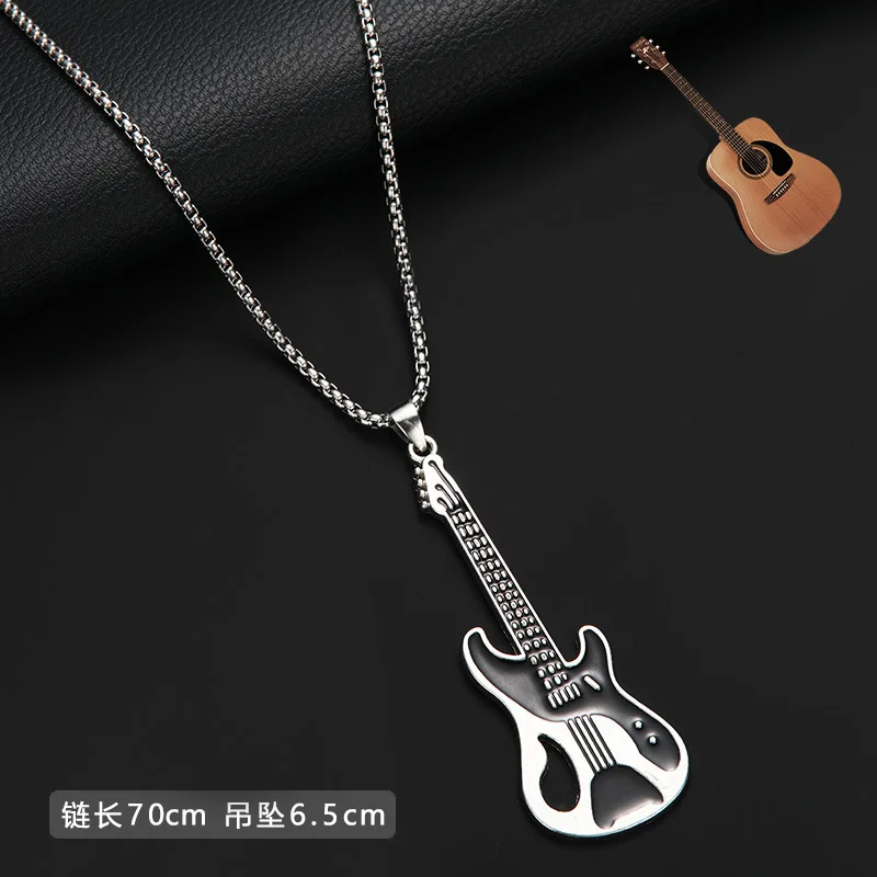 Nuevo Collar con Colgante de Guitarra Moderno para Hombre, Joyería Inspirada en la Música Hip Hop, Accesorio Creativo y Elegante, Cadena para el Cuello con Instrumento Musical