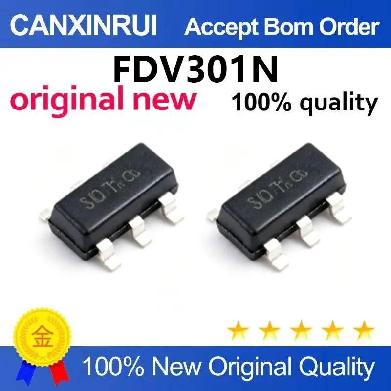 (5pcs-100pcs)Brand new original FDV301N SOT-23 N-channel 25V/220mA surface mount MOSFET field-effect transistor
