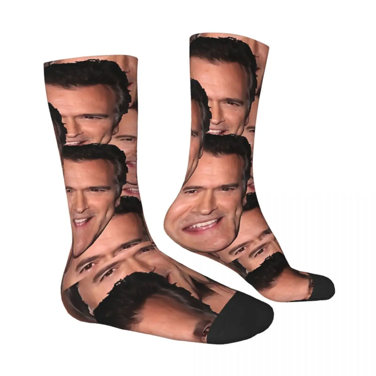 Funny Men's Socks Bruce Campbell Vintage Harajuku Horror Movies Hip Hop Seamless Crew Crazy Sock Gift Pattern Printed