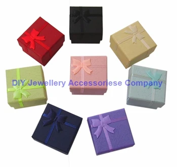 24pcs/Lot Fashion Ribbon Jewelry Box Multi Colors Ring Earrings Pendant 4x4x3cm Display…