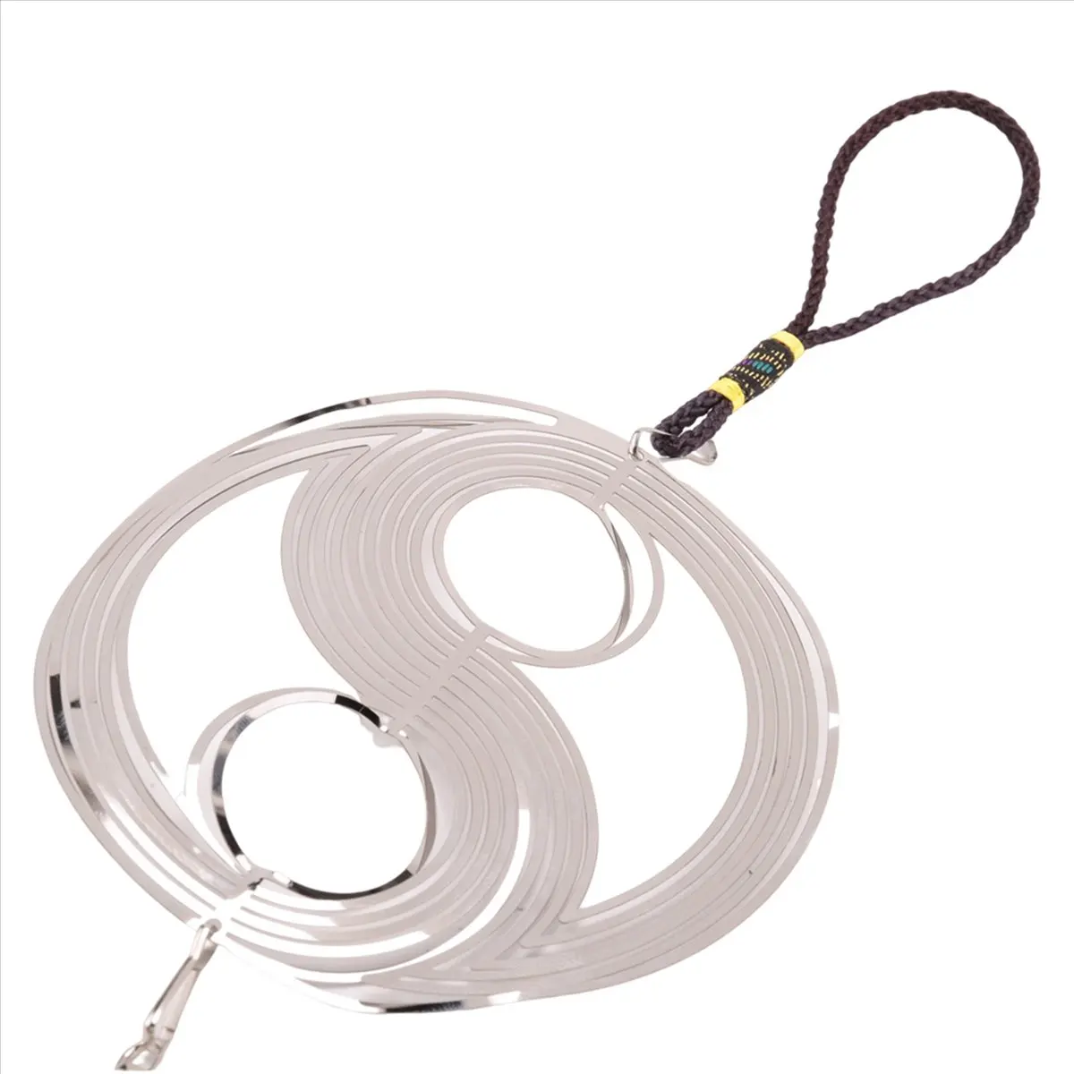 A32I Outdoor Garden Craft Wind Chimes Yinyang with Crystal Ball Pendant Tai Metal Indoor Home Decor Hanging Spinner Spiral