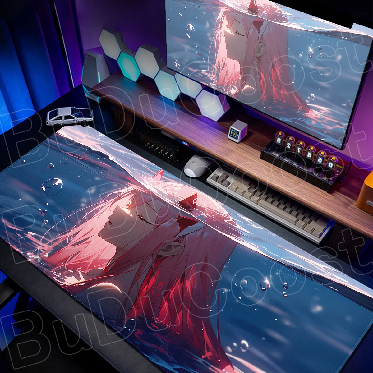 Darling in The FranXX Zero Two Anime Girl Mousepad Gaming Keyboard with Lock Edge Rubber Anti-slip Computer Office Long Desk Mat