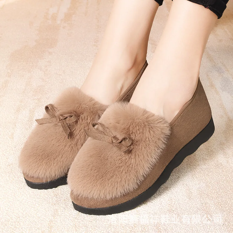 

Зимняя теплая женская обувь на плоской подошве, домашние хлопковые тапочки на толстой подошве, противоскользящая теплая обувь, плюшевая послеродовая обувь с мягкой подошвой