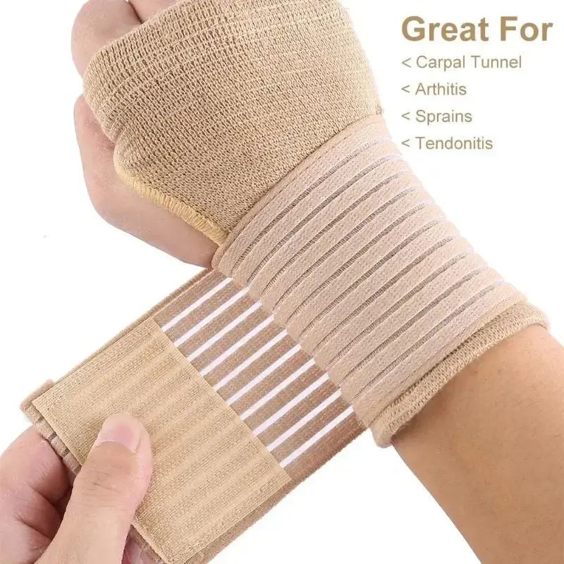 Thickened Compression Wrist Straps Gloves Adjustable Hand Guards Elastic Fitness Sports Bandage Wrist Support Training Workout