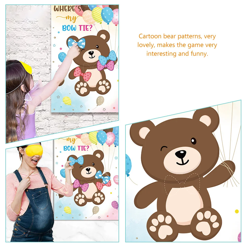 

1Set Gender Reveal Game Poster Baby Shower Party Supplies Cartoon Bear Patterns Fun Interaction and Gender Prediction Kit