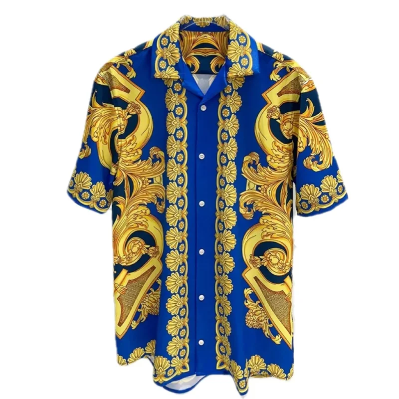 

2025 High Quality Men's Casual Shirts 3D Printing Retro Design Fashion Style Oversized Holiday Shirts Men's Short Sleeve Tops