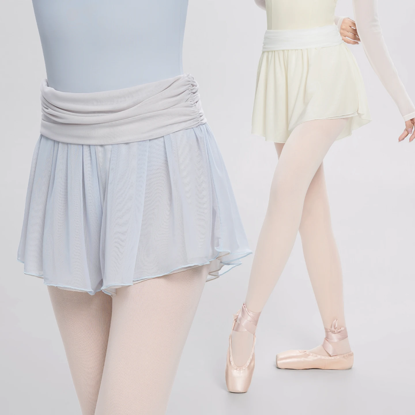 Women Ballet Shorts Soft Mesh Double-side Dance Culottes Color Contrast Training Sport Jogging Pants Ballerina Dance Trousers