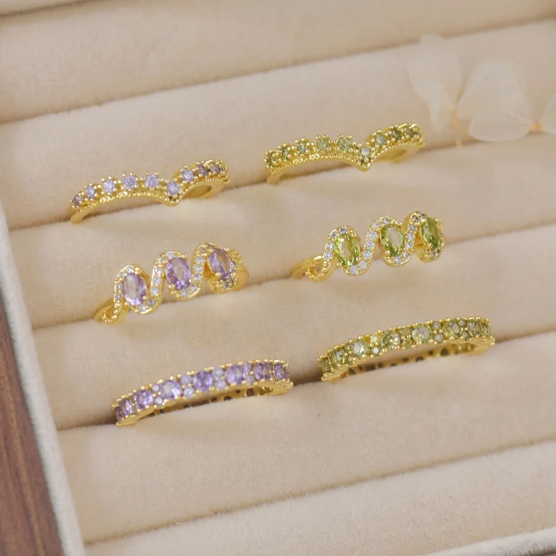 

Korean New Crystal Adjustable Ring for Women Fashion Personalized Stainless Steel Jewelry Ring Anniversary Gift Wholesale