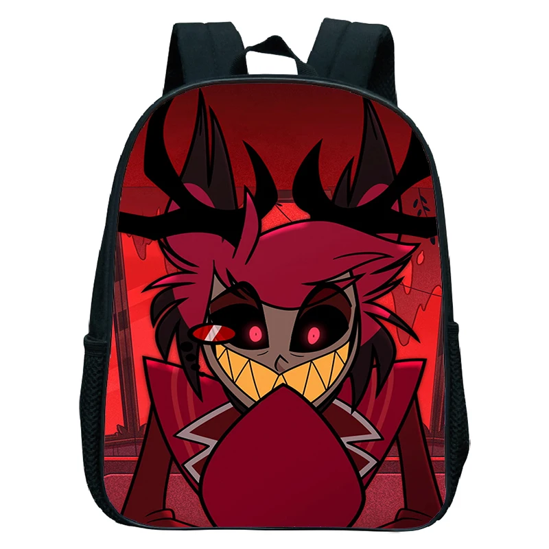 12 Zoll Anime Hazbin Print Rucksack für Vorschule Jungen Mädchen Hotel Cartoon Rucksäcke Kinder Kindergarten Taschen wasserdichte Schult asche