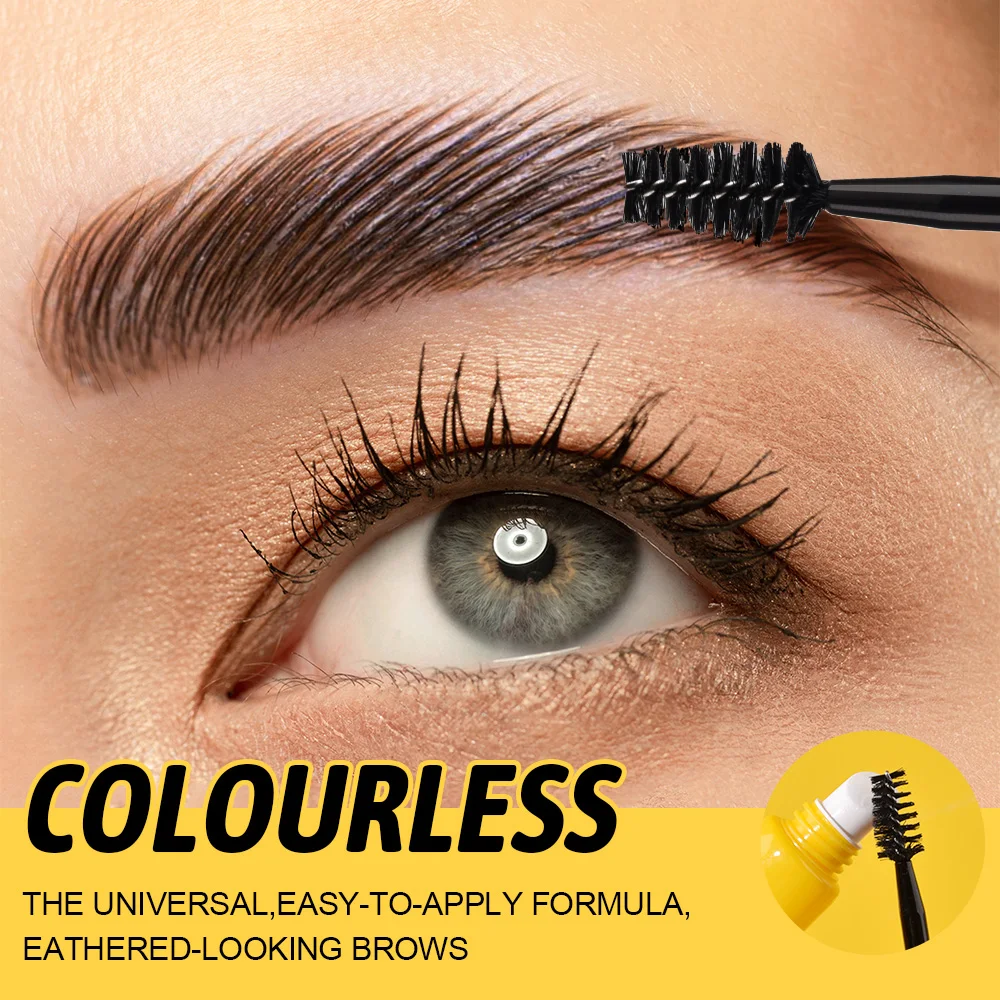 Rave Lady 3-teiliger Augenbrauen-Styling-Spiking-Kleber, wasserfest, langlebig, Make-up, farblos, sofort trocknende Augenbrauen mit Doppelbürste – Detail 6