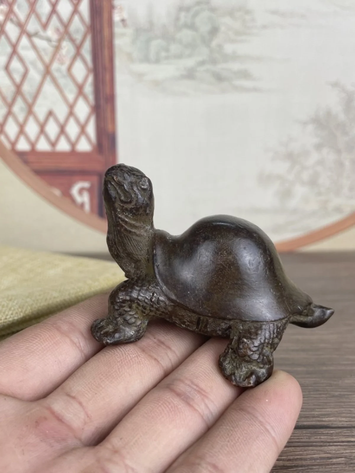 

Antique solid naked turtle home office desktop tea pet ornaments longevity antique
