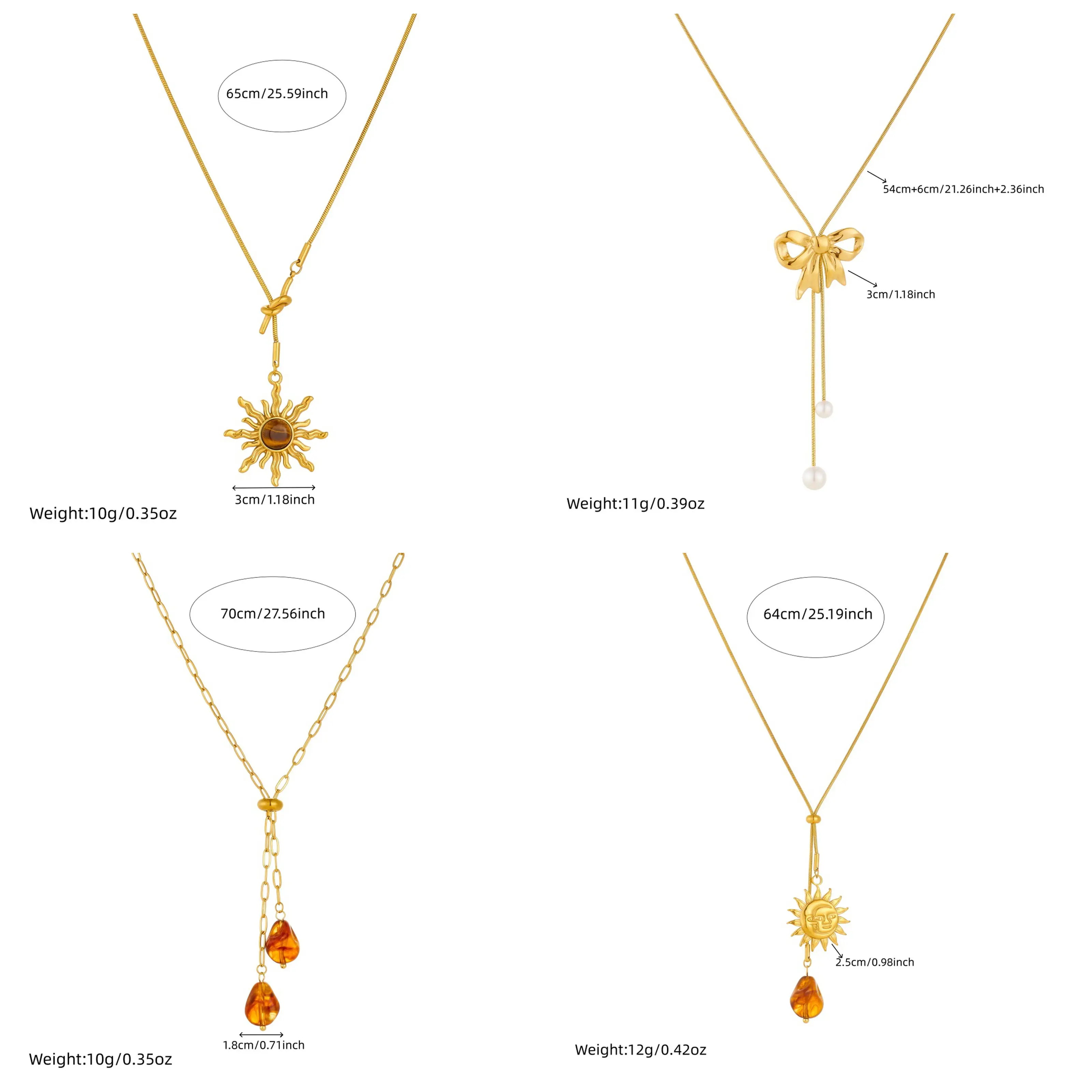 DIEYURO Sun Bowknot Amber Resin Pearl Long Tassel Adjustable Necklace Lady Luxury Stainless Steel Sweater Chain Jewelry Gift
